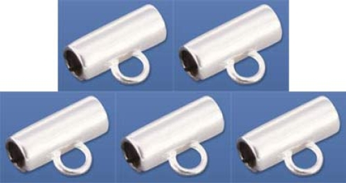 Straight tubes,inner diameter ca. 2,5 mm,length ca. 10 mm,with loop,inner diameter ca. 2,2 mm,925 Sterling Silver,5 pieces,item number 3895-5.