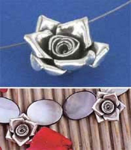 Intermediate parts,ethno style,roses,diameter ca. 20 mm,height ca. 9 mm,925 Sterling Silver,2 pieces,item number 3830-2.