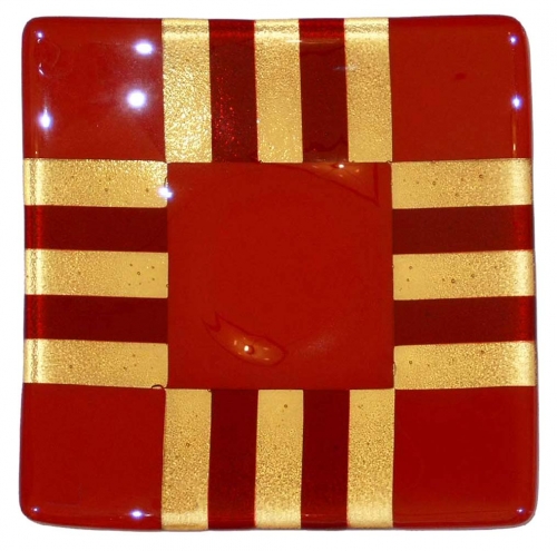 Glass bowl,red,dark red,light amber,ca. 20 x 20 cm,height ca. 3 cm,item number 120019,manufactured in our own studio in Goettingen,Germany.