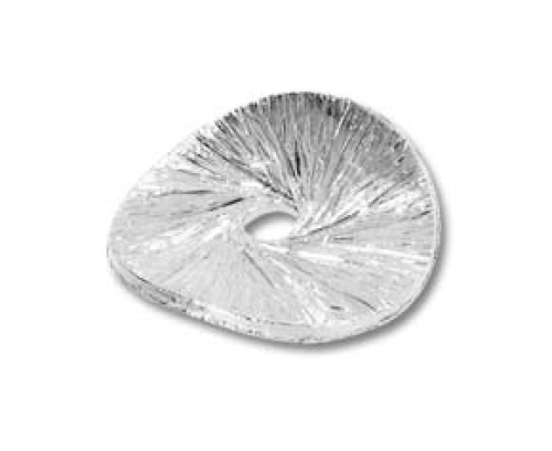 Discs,wavy,thickness ca. 0,5 mm,outer diameter ca. 6 mm,925 Sterling Silver,frosted,10 pieces,item number 3824D-10.