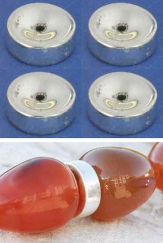 Discs,both sides konkav,Ø ca. 10 mm,Sterling Silver,4 pieces,item number 3755-4.