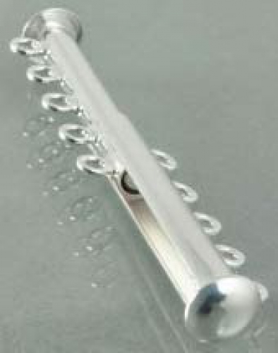 Stick magnetic lock " Cylinder ",ca. 34 x 12 mm,for 5-row chain,925 Sterling Silver,item number 3509B.