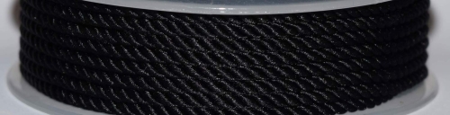 Textil tape," Milan ",knurled,matt,black,diameter ca. 3 mm,length ca. 5 m,1 spool,item number 3058S.