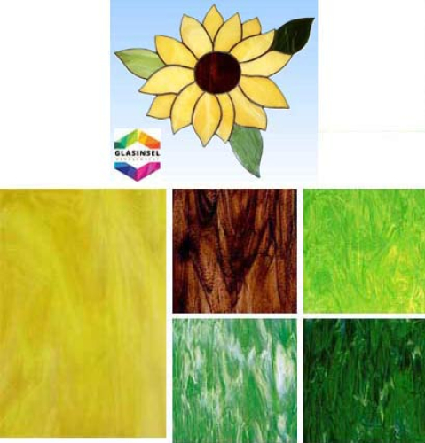 Stained glass kit with suncatcher pattern " Sunflower ",item number 2000032.