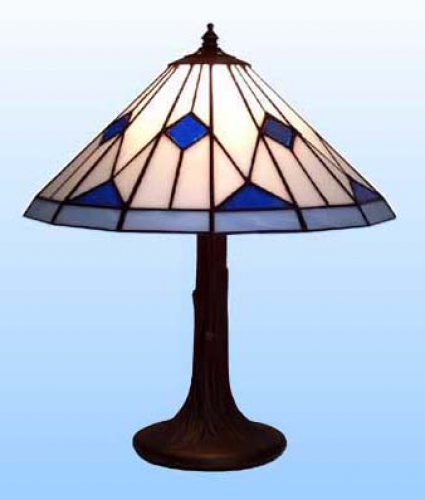 Tischleuchte " Star ",Tiffany-Glaskunst,weiss,hellblau,blau,Höhe ca. 35 cm,Durchmesser ca. 29 cm,Artikelnummer 2057.