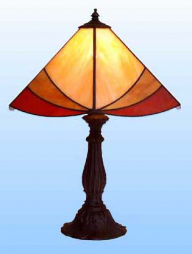 Table lamp " Trio ",stained glass,light orange,orange,light red,height ca. 38 cm,diameter ca. 29,5 cm,item number 2000 b.
