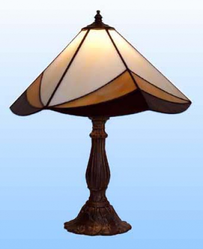 Table lamp " Trio ",stained glass,light amber,brown,dark brown,height ca. 38 cm,diameter ca. 29,5 cm,Item number 2000 bx.