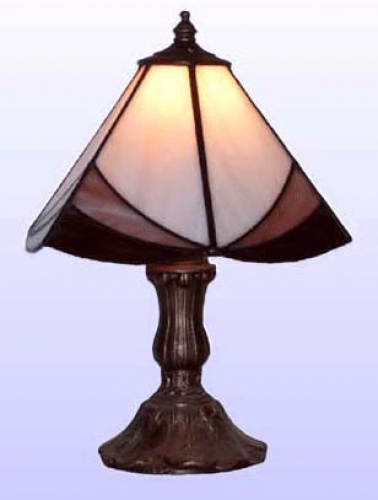 Table lamp " Trio ",stained glass,antique pink,light violet,dark violet,height ca. 26 cm,diameter ca. 20 cm,item number 2000 vi,manufactured in our own atelier in Goettingen,Germany.
