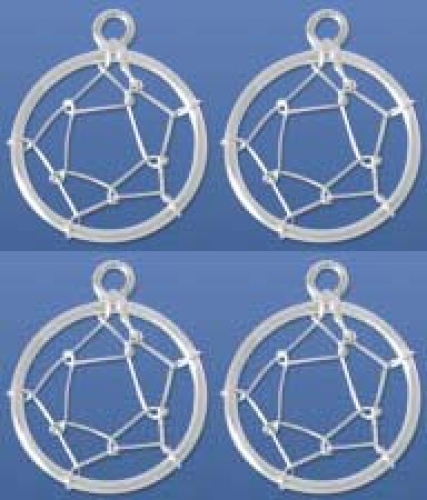 Traumfängernetze,Durchmesser ca. 12 mm,mit Öse,Innendurchmesser ca. 1,5 mm,,925er Sterling Silber,4 Stücke,Artikelnummer 3733A-4.