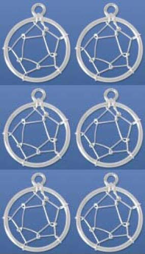 Traumfängernetze,Durchmesser ca. 12 mm,mit Öse,Innendurchmesser ca. 1,5 mm,,925er Sterling Silber,6 Stücke,Artikelnummer 3733A-6.