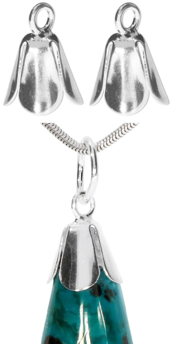 Tulpen,Höhe ca. 12 mm,mit Klebefläche und Öse,Innendurchmesser ca. 1,8 mm,925er Sterling Silber,2 Stücke,Artikelnummer 3437A-2.