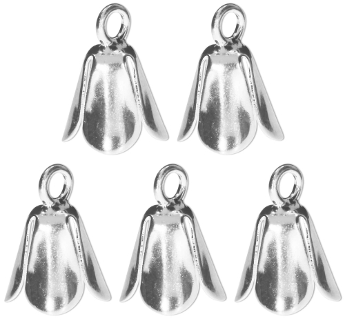 Tulpen,Vierblatt,Höhe ca. 12 mm,mit Klebefläche und Öse,Innendurchmesser ca. 1,8 mm,925er Sterling Silber,5 Stücke,Artikelnummer 3437A-5.