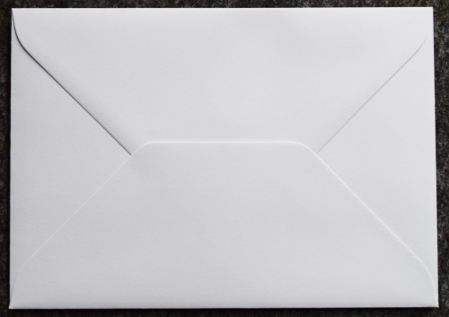 White envelope for folding card with Glasinsel® motif " Fir tree with red Christmas ball ",item number 130001w.