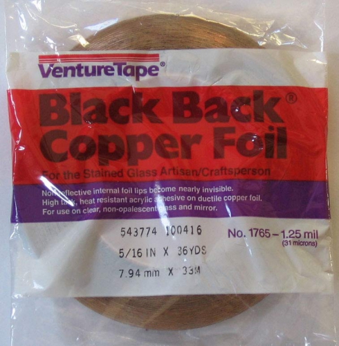 Copper foil,Venture,black coated,width ca. 5/16",ca. 8 mm,item number 4122701.
