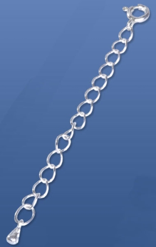 Extension chain with spring washer,length ca. 60 mm,link diameter ca. 4 mm,925 Sterling Silver,item number 3598E.