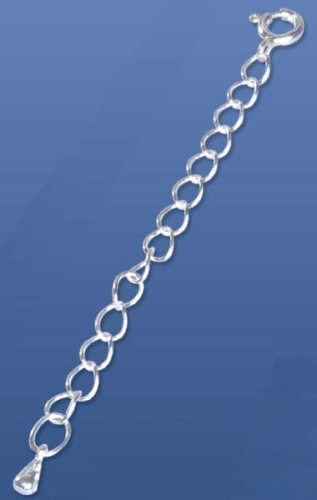 Extension chain with spring washer,length ca. 60 mm,link diameter ca. 4 mm,925 Sterling Silver,rhodium-plated,item number 3598ER.