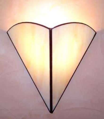 Wall lamp " Zweiteiler ",stained glass,light brown / amber,width ca. 23 cm,height ca. 25 cm,item number 3043 g,manufactured in our own atelier.Carmen Harusta,Glasinsel ®,Goettingen,Germany.