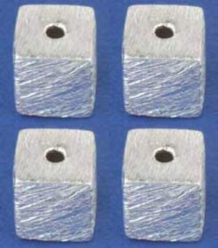 Leichte Würfel,mittig gebohrt,Kantenlänge ca. 5 mm,925er Sterling Silber,gebürstet,4 Stücke,Artikelnummer 3966CY-4.