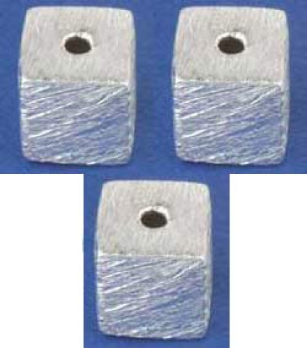 Leichte Würfel,mittig gebohrt,Kantenlänge ca. 8 mm,925er Sterling Silber,gebürstet,3 Stücke,Artikelnummer 3966FY-3
