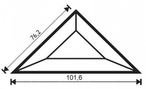 Bevel,triangle,ca. 3 x 3 x 4",ca. 76,2 x 76,2 x 101,6 mm