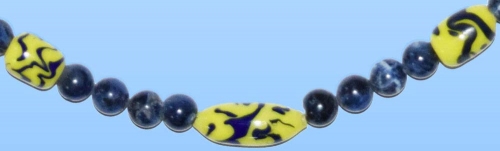 Glass beads necklace " Gray and Yellow ",length ca. 50 cm