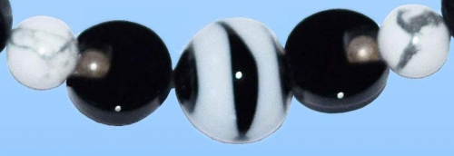 Glass beads necklace " Black,White,Clear ",length ca. 43 cm