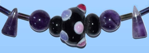 Glass beads necklace " Pink and Lilac ",length ca. 45 cm