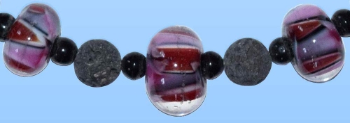Glass beads necklace " Red,White,Pink ",length ca. 48 cm