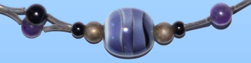 Glass beads necklace " Black and Lilac ",length 45 - 51 cm