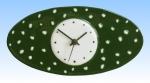 Wall clock " Oval Green",dark green,white,ca. 14 x 27 cm