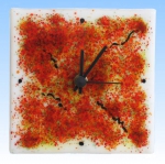Wall clock,square,red,orange,white,yellow,green,black,ca. 14 x 14 cm