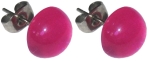 Ear studs,925 Sterling Silver,with handmade glass stone,diameter ca. 10 mm,cranberry pink,1 pair,item number 22226550,manufactured in our own atelier.Carmen Harusta,Glasinsel ®,Goettingen,Germany.