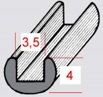 Lead came,U-profile,round,4 x 3,5 mm,length 2 m,rolled