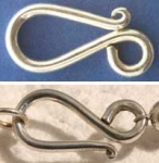 Closure,S-hook,asymmetrical,Sterling Silver,brushed,length ca. 25 mm