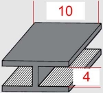 Lead came,H-profile,flat,10 x 4 mm,length 2 m,rolled