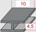 Lead came,H-profile,flat,10 x 4,5 mm,length 2 m,rolled