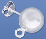 Ear studs with open ring,with bead,Ø ca. 8 mm,Sterling Silver,1 pair