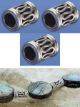 Zwischenteil,Ethnostil,Zylinder,Aussendurchmesser 8 mm,Innendurchmesser 5 mm,Länge 10 mm,925er Sterling Silber,3 Stücke,Artikelnummer 3831F-3.