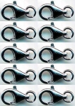 Closures,lobster claw clasps,CHP,length ca. 11 mm,open ring,925 Sterling Silver,10 pieces,item number 3557-10