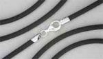 Kautschukband,schwarz,Durchmesser 3 mm,Länge 70 cm,mit Karabinerverschluss,925er Sterling Silber,Artikelnummer 3243G.