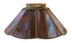 Stained glass lampshade with fitter ring,height ca. 6,5 cm,diameter ca. 17,5 cm,red-brown,white,light green,light orange,item number 8001a,side view,manufactured in our own atelier in Goettingen.Made in Germany.