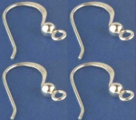 Ohrhaken,Fischhaken mit Öse und Kugel,Länge ca. 15 mm,925er Sterling Silber,4 Stücke