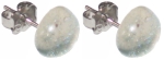 Ear studs,925 Sterling Silver,with handmade glass stone,diameter ca. 10 mm,clear,silver,glitter,1 pair,item number 22220150,manufactured in our own atelier.Carmen Harusta,Glasinsel ®,Goettingen,Germany.