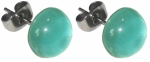 Ear studs,925 Sterling Silver,with handmade glass stone,diameter ca. 10 mm,turquoise,1 pair,item number 22224600,manufactured in our own atelier.Carmen Harusta,Glasinsel ®,Goettingen,Germany.