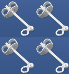 Ohrstecker mit offener Öse,mit Kugel,Ø ca. 2 mm,925er Sterling Silber,4 Stücke,Artikelnummer 3685A-4.