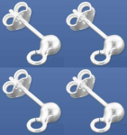 Ohrstecker mit offener Öse,mit Kugel,Ø ca. 4 mm,925er Sterling Silber,4 Stücke,Artikelnummer 3685C-4.