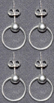 Ear studs with bead and ring,diameter ca. 13 mm,Sterling Silver,4 pieces,item number 3713CX-4.