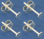 Ear studs with glueing area,with flat board,Ø ca. 3,5 mm,Sterling Silver,4 pieces,item number 3717A-4.