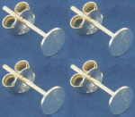 Ear studs with glueing area,with flat board,Ø ca. 6 mm,Sterling Silver,4 pieces,item number 3717C-4.