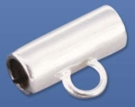 Straight tube,inner diameter ca. 2,5 mm,length ca. 10 mm,with loop,inner diameter ca. 2,2 mm,925 Sterling Silver,1 piece,item number 3895.